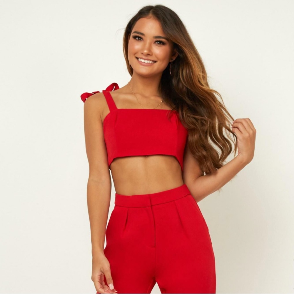 Showpo Girls On Film Crop Top in red, size 4
